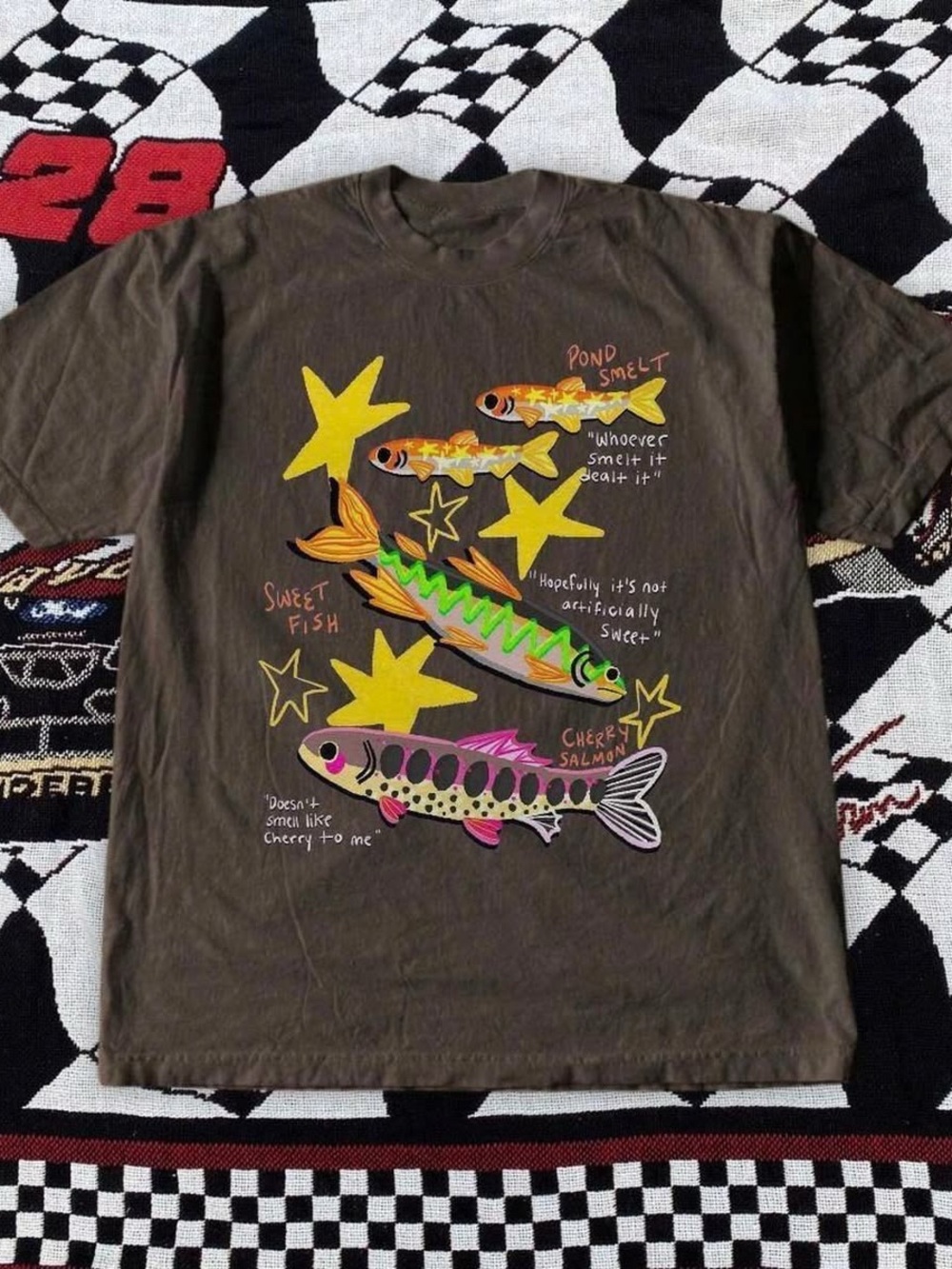 Brown And Multi Coloured Fish T shirt